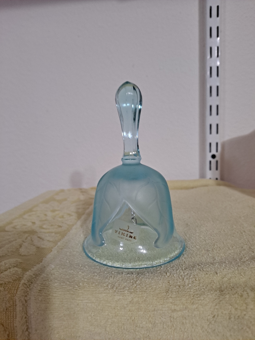 Vintage Viking Glass Aqua Blue Bell Frosted Epic Leaf Art Glass